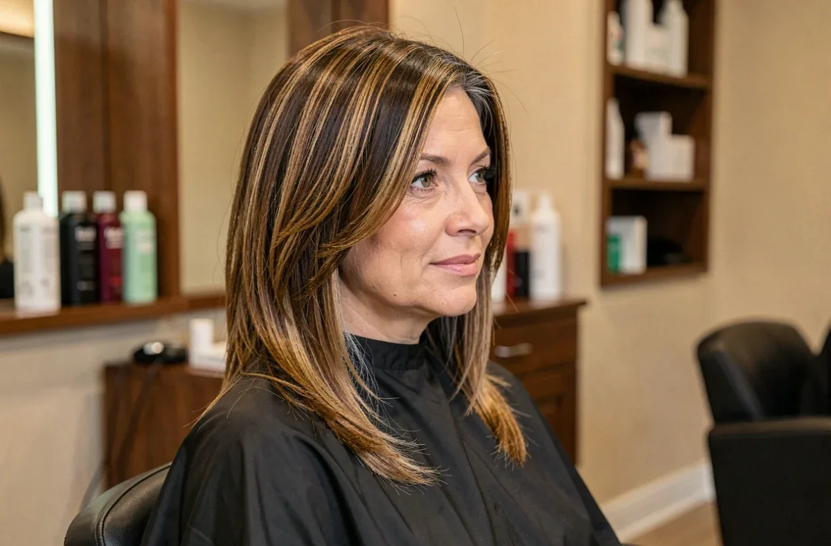 Balayage Techniques for Concealing Gray Hair on Brown Tresses: Optimal Shades to Consider